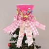 Christmas Tree Topper Christmas Decorations Hat Topper with Bows Ribbon Ornaments Party Supplies for Holiday Birthday Festival