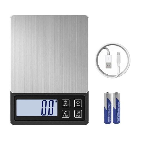 Conkoo Kitchen Digital Scale, 0.3g To 3000g, Accurate, 0.1g Increments, USB Rechargeable or Battery Compatible, Stainless Steel, for Cooking and Bakin