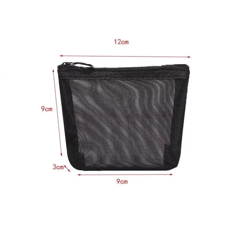 Women Cosmetic Pouch Toilet Storage Bag Ladies Toiletry Lipstick Key Coin Organizer Bags Purse Heart Transparent Mesh Makeup Bag
