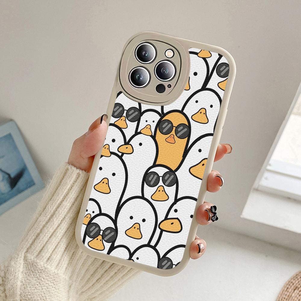 Huse de telefon cu pictură în ulei de rață de desene animate pentru Iphone 14 13 11 12 Pro MAX 13 12 MiNi 7 8plus 14 13 11PRO X XS 12 11 XR Huse din piele de miel