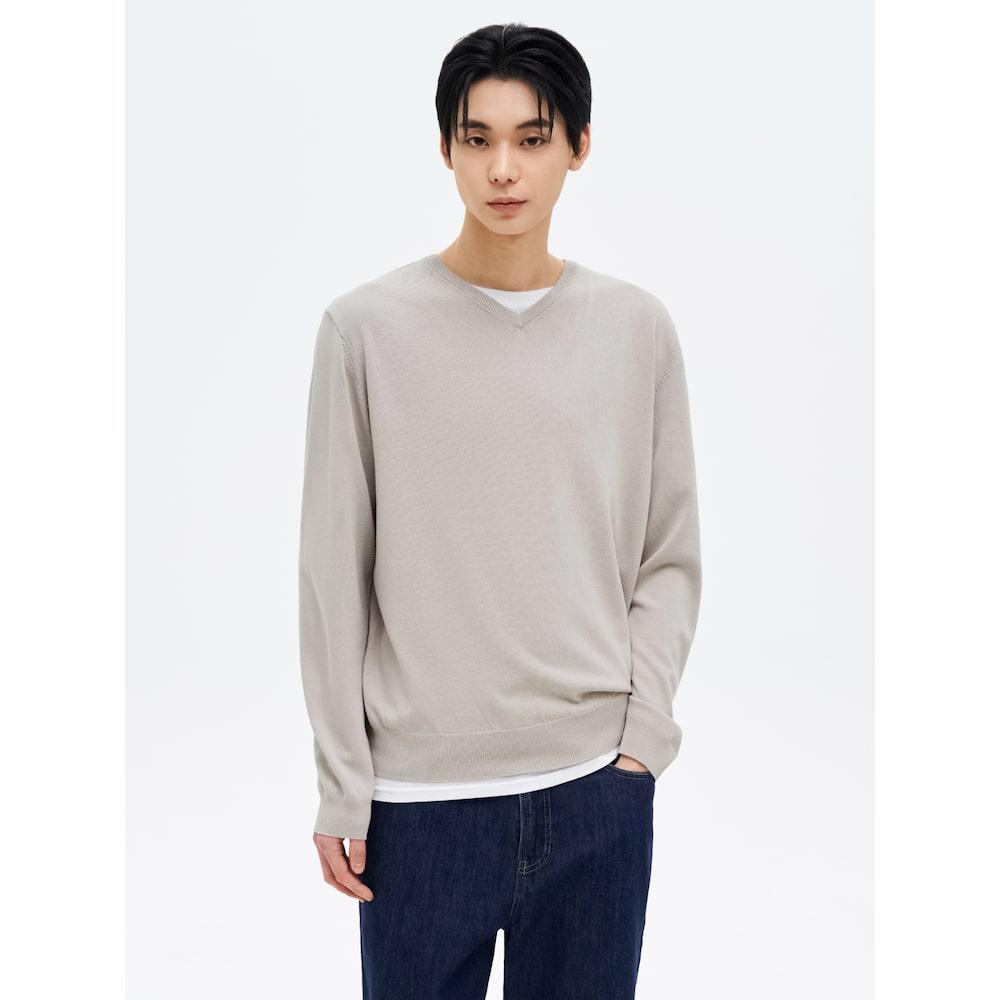8Seconds High Gauge V-Neck Knit Pullover Beige Beige/M