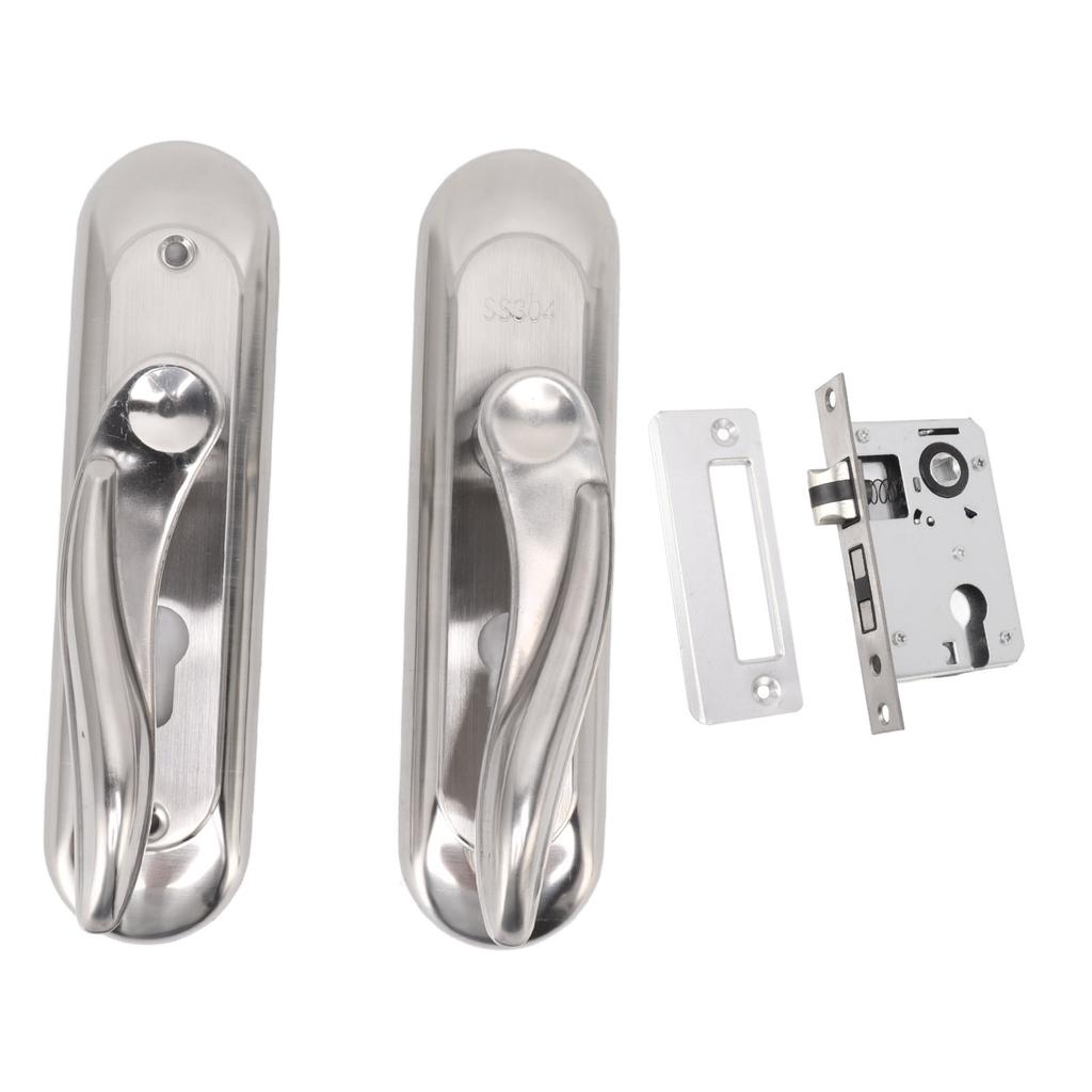 Tür-Eingangshandgriff-Set Edelstahlplatte Türhebel Zylinderschloss Schlüssel-Set für Haushalt