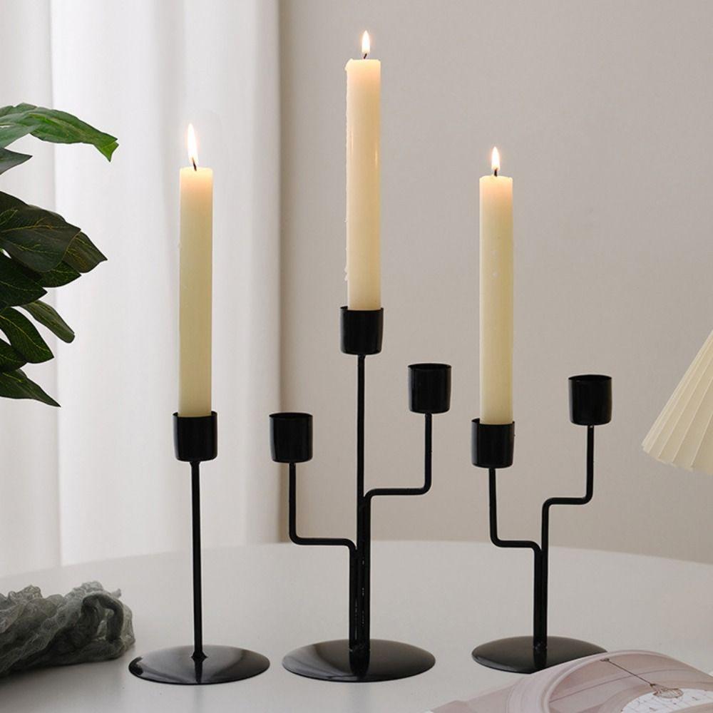 2/3 Heads Candle Holder Romantic Iron Candles Stand Minimalist Long Candle Candlestick  Party