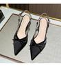 Fuxing - Tacones altos de aguja con punta francesa y lazo para mujer: elegantes sandalias de punta cerrada para el verano