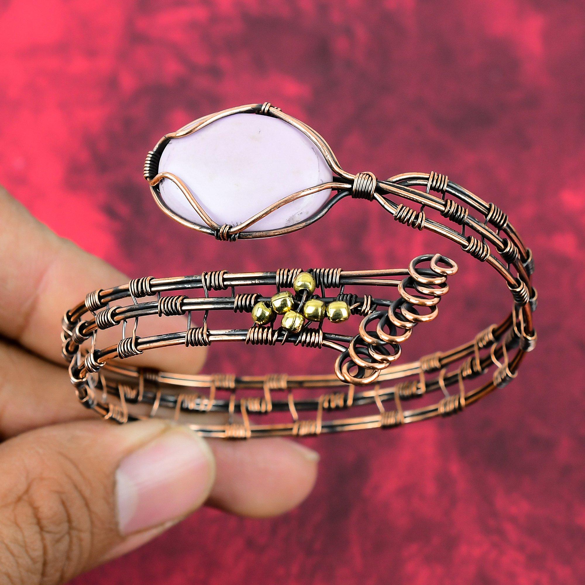 

Phosphosiderite Bangle Gemstone Copper Cuff Bracelet Wire Wrapped Bangle Phosphosiderite Jewelry Adjustable Bangle Handmade Copper Jewelry Adjustable