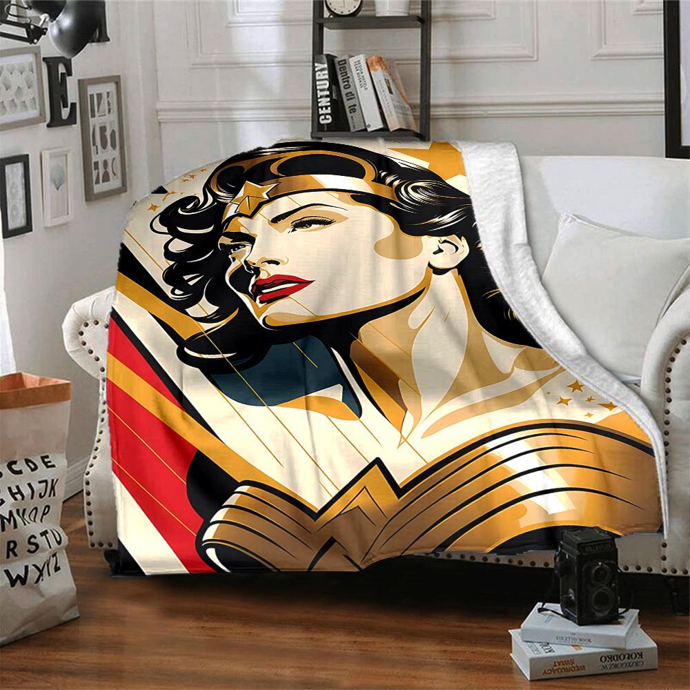 1pc Wonder Woman, Superhero Flannel Throw Blanket Soft, Warm & Cozy for Couch, Bed, Office, and Travel Versatile All Season Gift, Christmas present