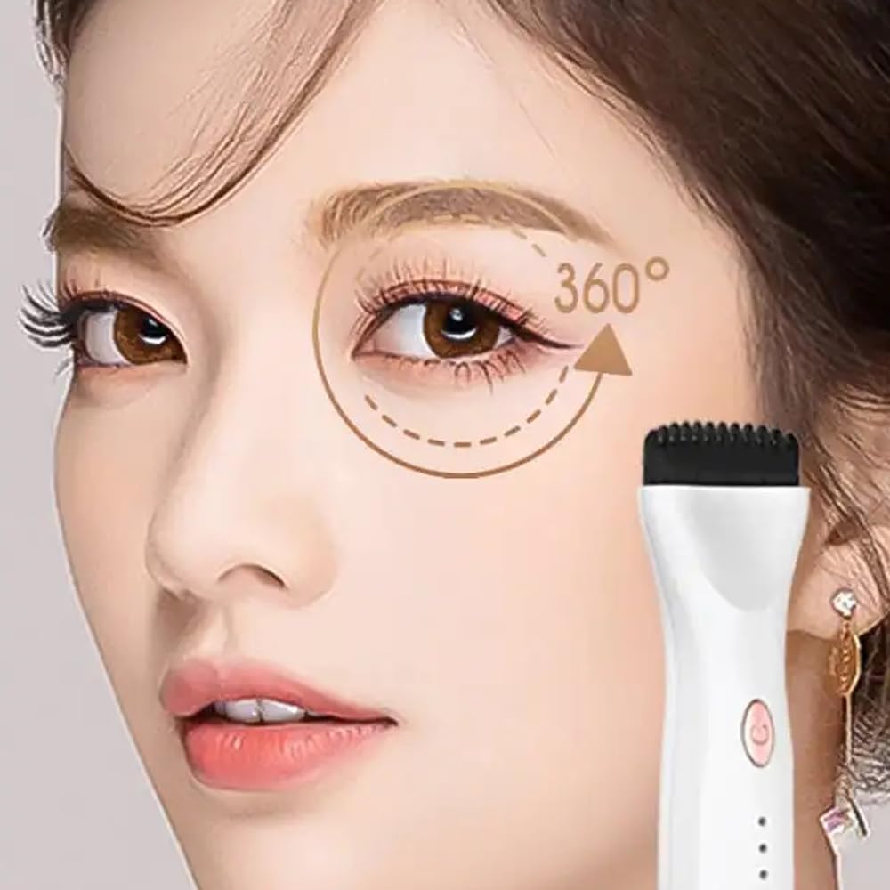Heated Eyelash Curler 3-Second Curl | 3 Temp Modes for Lash Lift | All-Day Look, Waterproof & Smudge-Free (White)