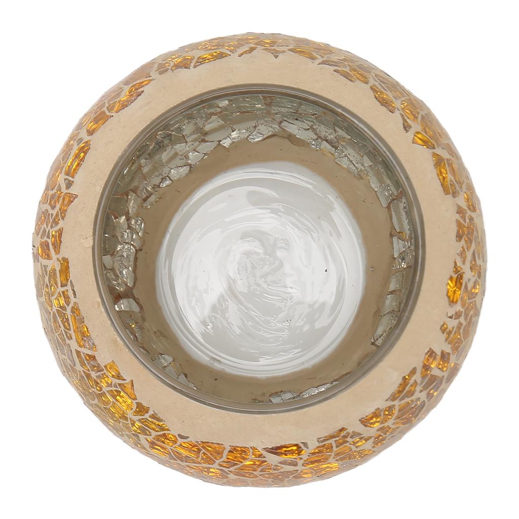 Mosaic Candle Holder Glass Candle Holder Gold Romantic Ambience Practical Beautiful Exquisite for Dining Table Decoration