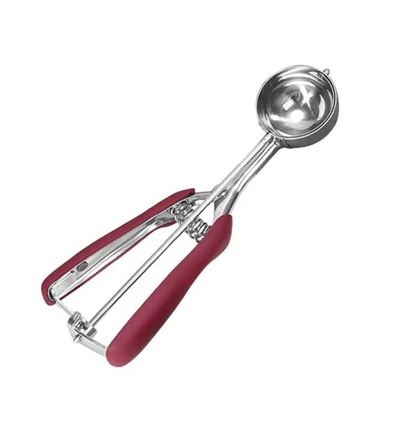 

3/4/5cm Stainless Steel Ice Cream Spoon Multifunctional Fruit Potato Mash Scoop with Spring Handle Kitchen Tool Ice Cream Tools Diameter 3cm бордовий
