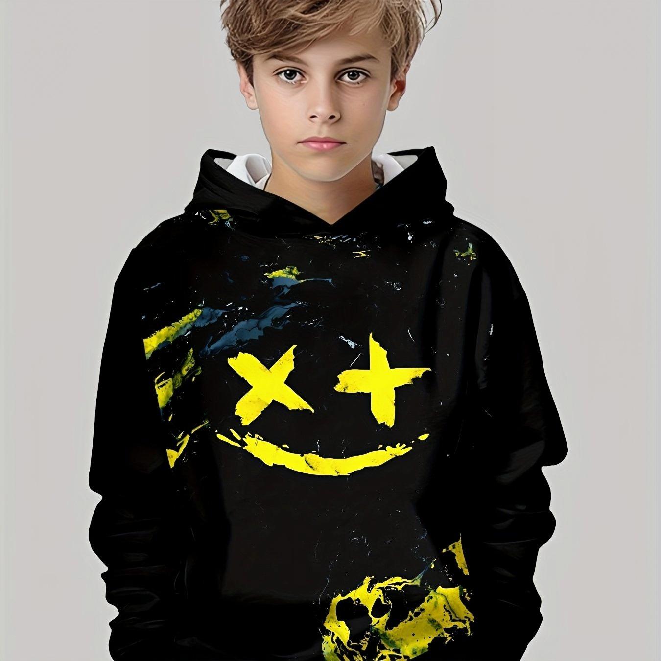 

Мальчик 3D-печать смешная серия выражений повседневный пуловер, весна осень зима спортивная одежда с длинным рукавом 13-14Y