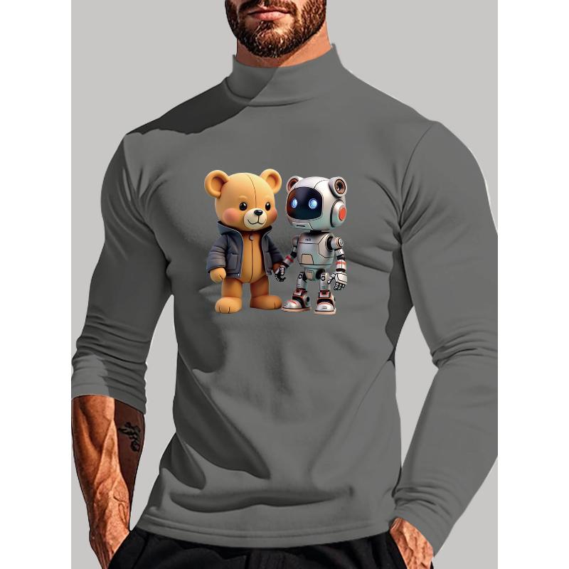Polyester Men s Mock Neck Long Sleeve, Ideal for Daily S