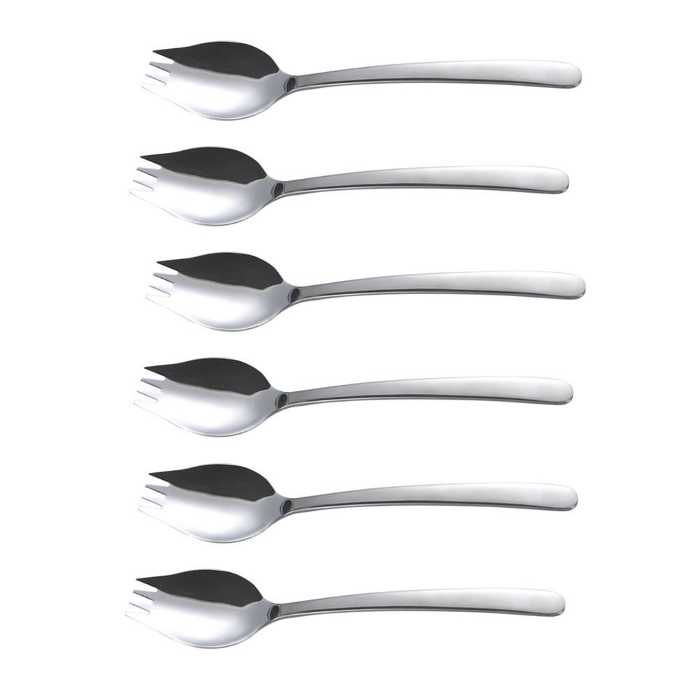 6Pcs Stainless Steel Fork Spoon Multifunction Noodle Salad Dinner Tableware Kitchen Utensils for Party Wedding