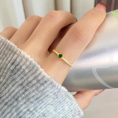 S925 Sterling Silver Emerald Zircon Ring for Women - Retro High-End Luxury