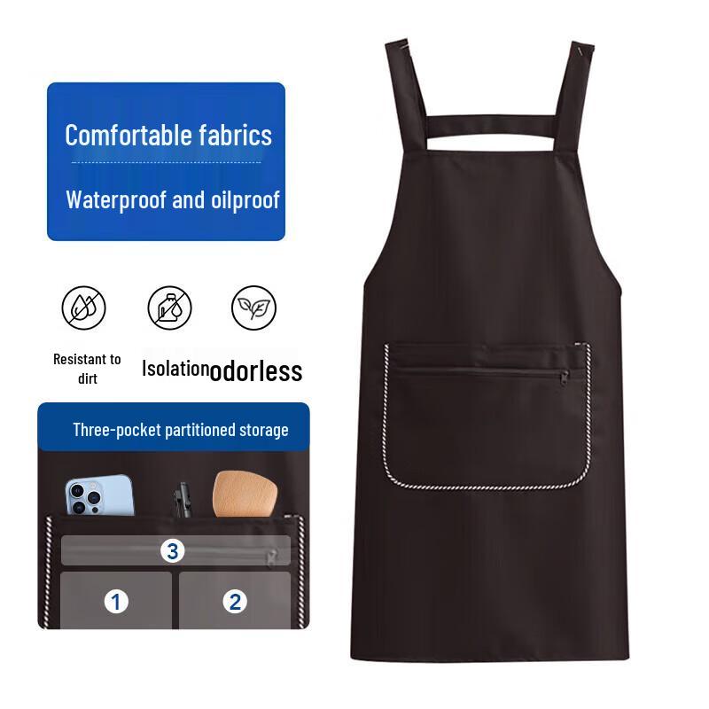 Unisex Waterproof Work Apron with Zipper Pockets