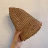 Foldable Outdoor Sunshade Cap Hand Weaving Fisherman Hat Summer Straw Bucket Hat  for Women Beach