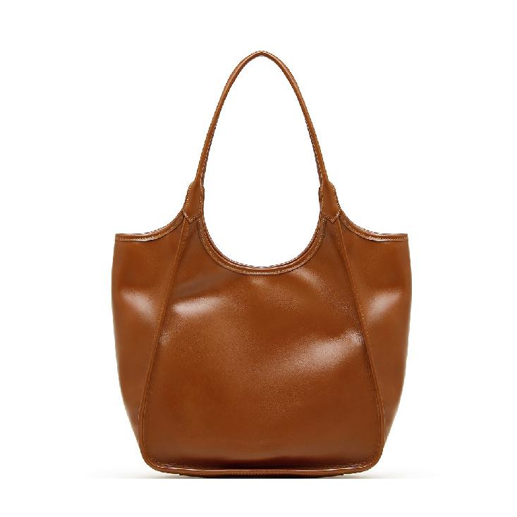 

Женская сумка из натуральной кожи верхнего слоя, экспортная, новая, большая вместимость, повседневная, универсальная, на плечо, под мышку, сумка-шоппер из растительно-дубленой кожи коричневый