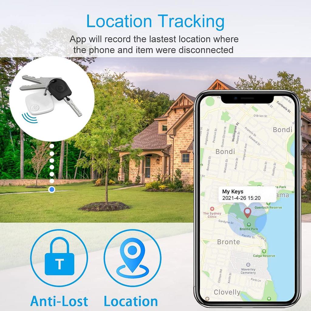 Two-Way Bluetooth Locator: Anti-Lost Alarm for Wallet, Keys, Phone, & Car Keychain.