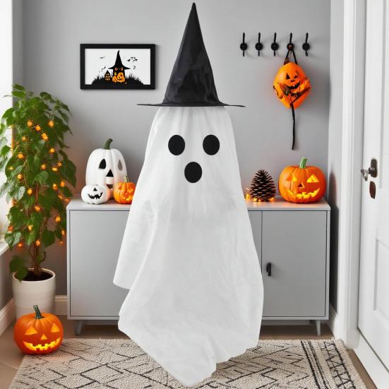 Halloween Ghost Decorations DIY Expressions Spooky White Ghost Craft Kit with Witch Hat for Outdoor Indoor Yard Garden Lawn Decor