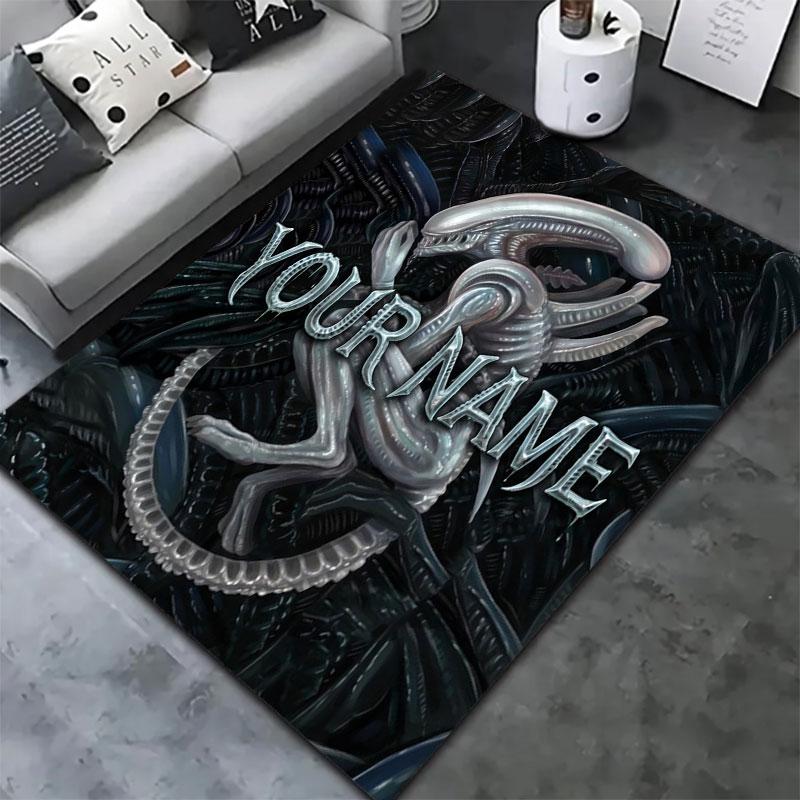 Alien Artwork Custom Name Carpet Rug For Living Room Bedroom Home Sofa Decoration Kids Play Nonslip Floor Mat