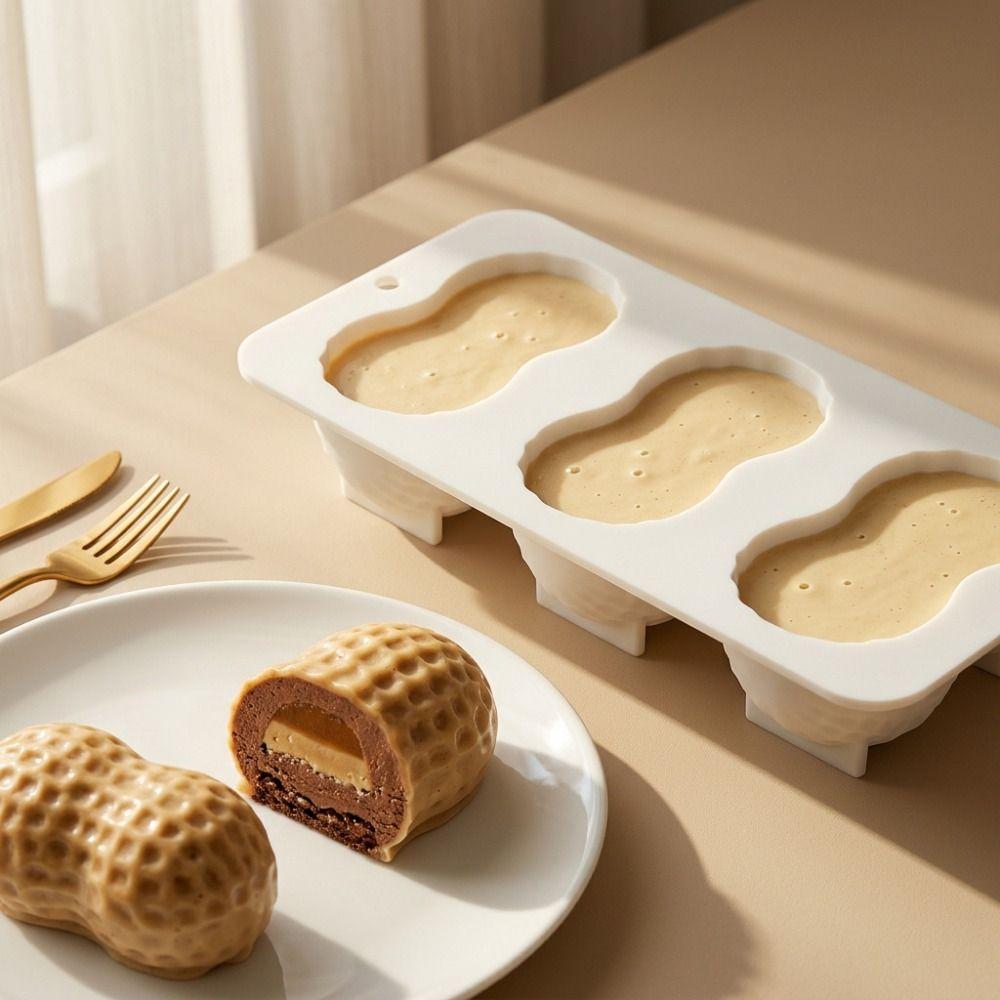 3-Cell Peanut Mousse Cake Mold Peanut Shaped Baking Mold New Chocolate Mold Baking Tools