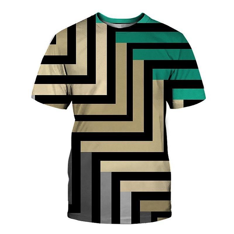 

Summer Men s 3D Digital Printed T-shirt with Geometric Printing Space Short Sleeved Men s T-shirt 6XL