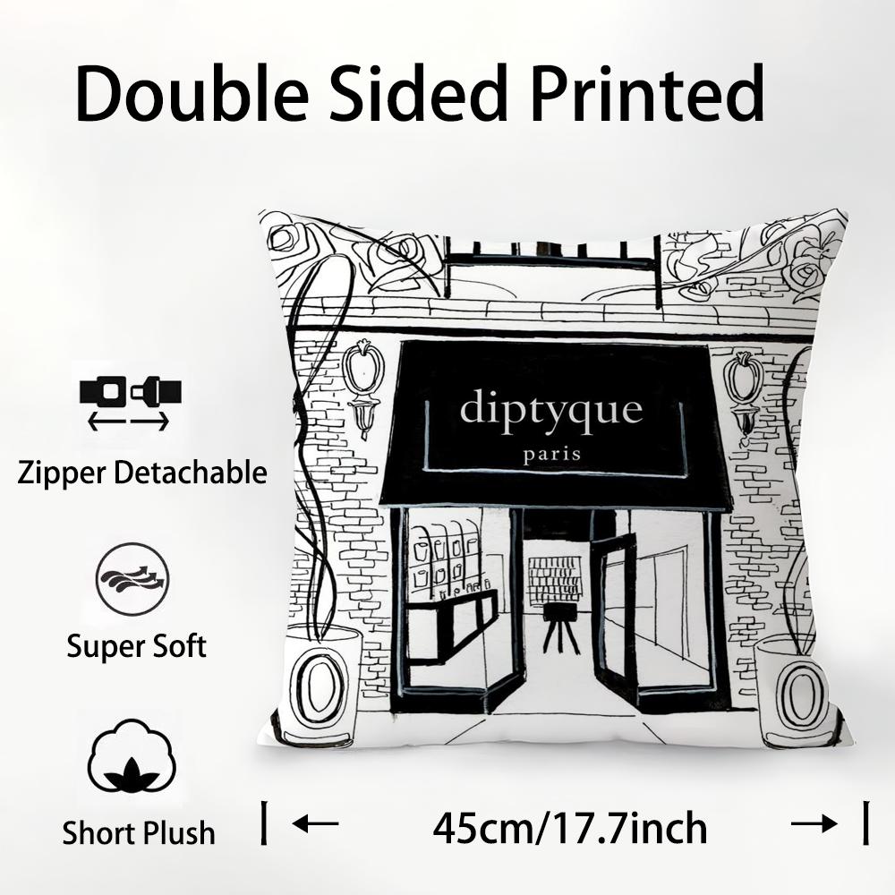 Luxury D-Diptyques Pillow Case Plush Fabric Soft Double Sided Print Sofa Cushion Cover Throw Pillow Covers