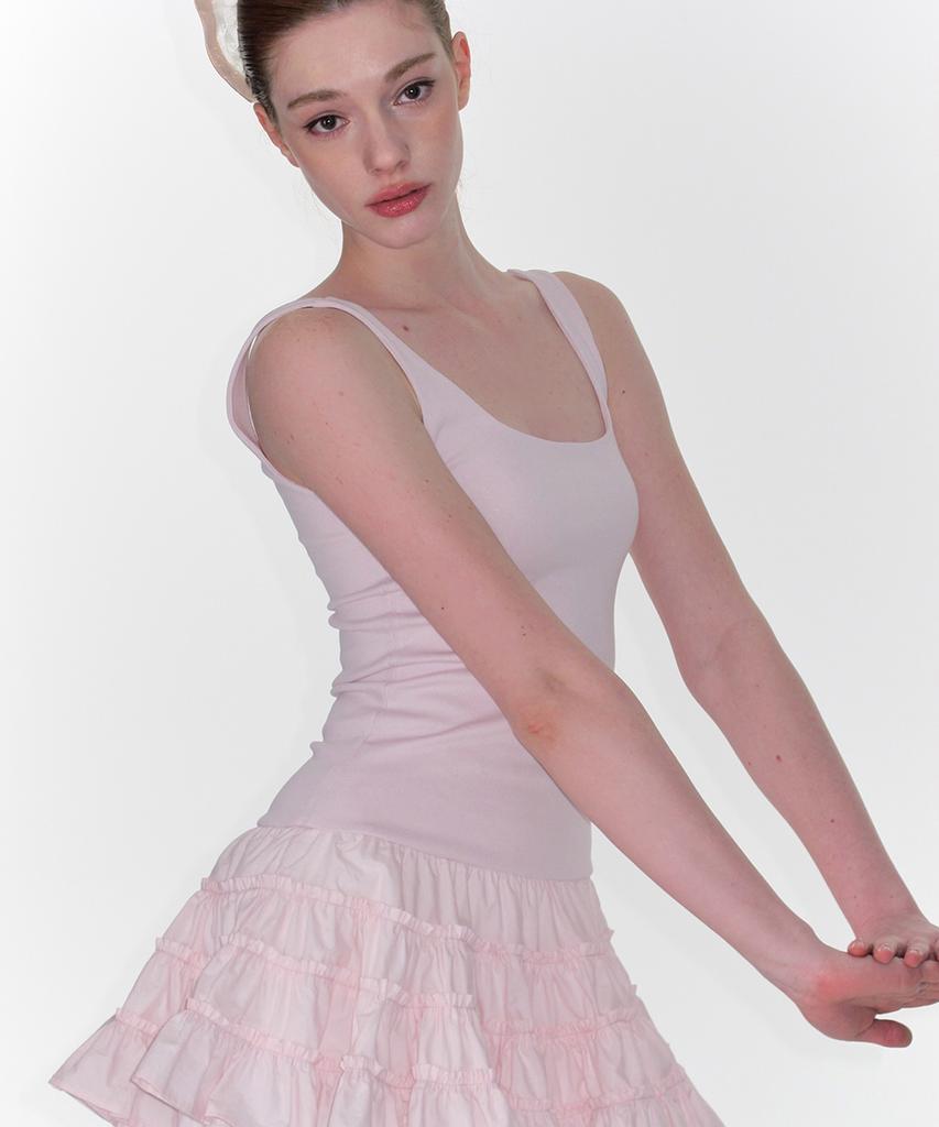Crank Frill Tiered Dress_Pink