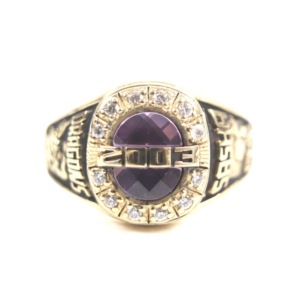 Excellent JOSTENS Ring 2003 SASHA DRAGUNS Japan 12P Diamond College Gold pink 18K mens Used