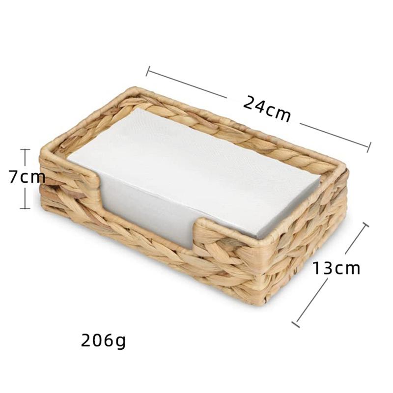 AD23-2PCS Bathroom Disposable Guest Towel Holder Long Seagrass Woven Rattan Wicker Table Hand Guest Towel Basket Tray