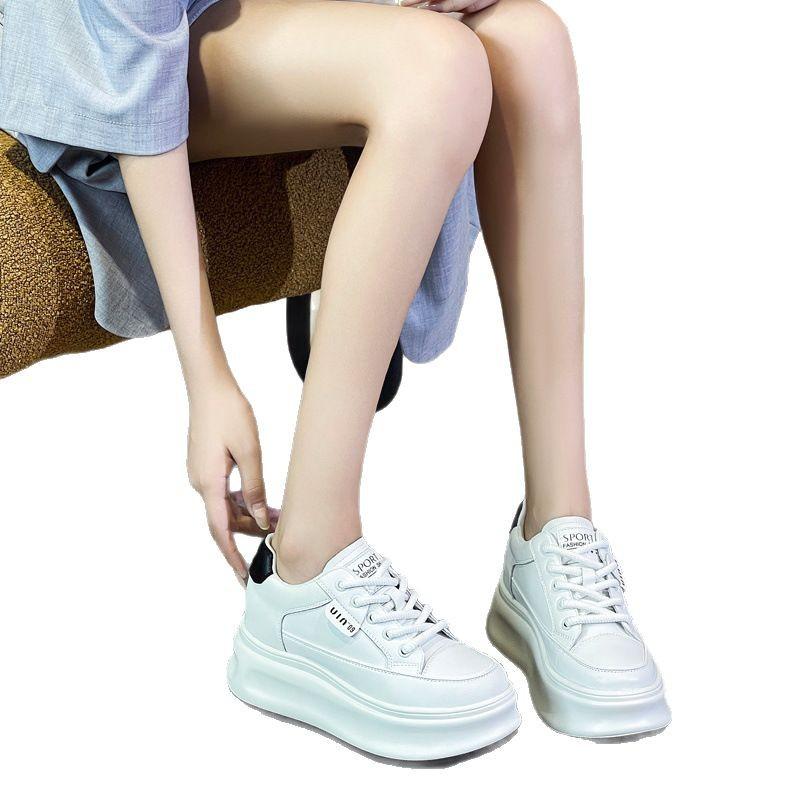 Foreign trade leather little white shoes women's versatile thick-soled muffin increases the height of 2025 autumn and winter new casual velvet bo