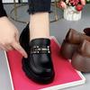 British Style Platform Heightening Loafers Women's 2025 New Spring and Autumn Season One-pedal Soft-soled Single Shoes Versatile Small Leather Shoes