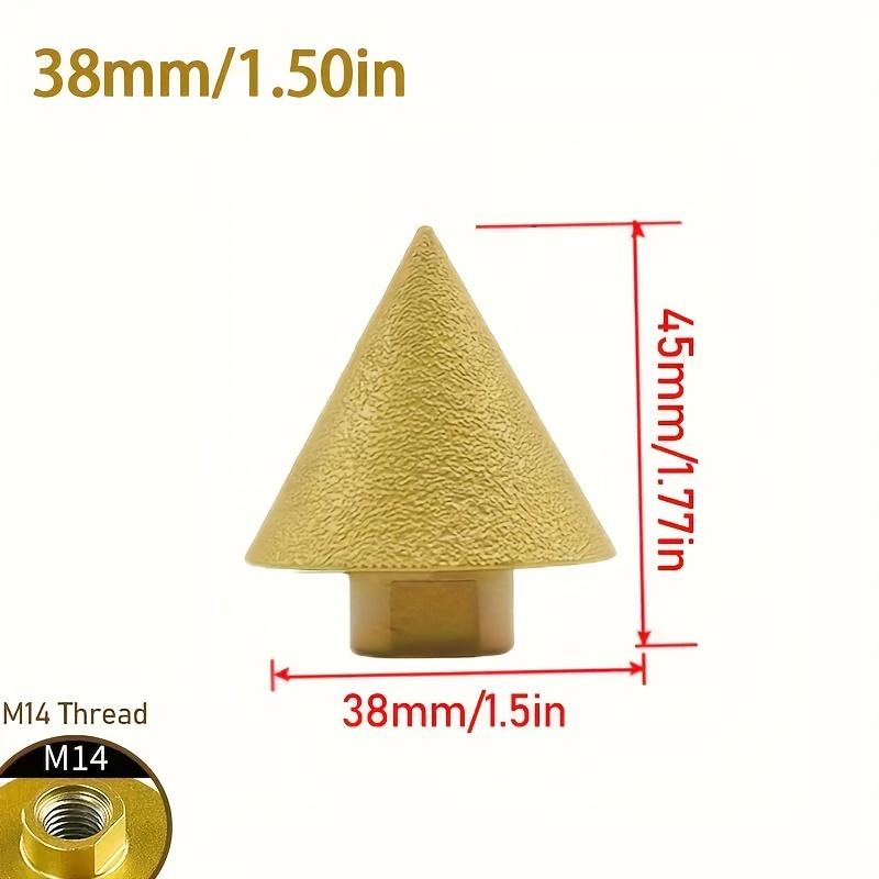

Алмазное коническое сверло для фаски 38 мм, резьба M14, зернистость #80 для гладкой полировки и обработки фасок по граниту, мрамору, плитке — многоцелевой потайной инструмент M14 38mm