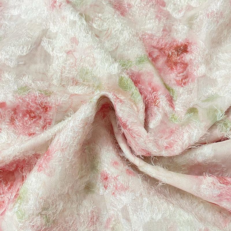 100*145cm Retro Oil Painting Style Jacquard Fabric Chinese Style Dress Clothing DIY Sewing Plush Tassel Chiffon Designer Fabric