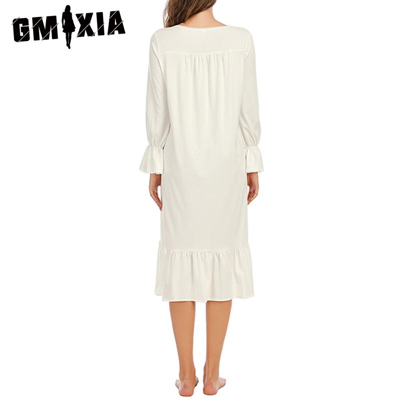 GMXIA Letní dámské tričko střední délky Dlouhé šaty Výstřih do V Bavlna Barevné blokování Sedmiminutový rukáv Noční košile Střední délka Domácí oblečení