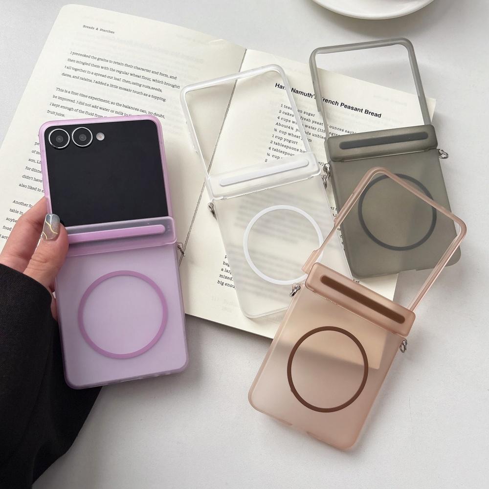 Matte Magnetic For Magsafe Wireless Charging Hinge Phone Case For Samsung Z Flip 8 7 6 5 5G Shockproof Ultra Thin Hard PC Cover
