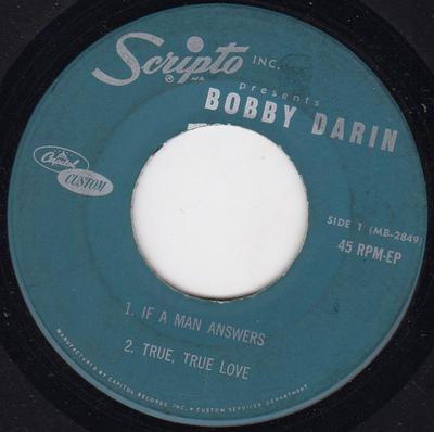 7inch Record BOBBY DARIN - Scripto Inc. Presents Bobby Darin  NONE Capitol Custom, 1963 US Rock Used