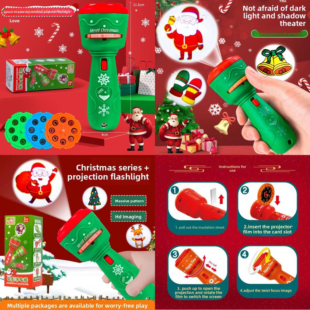 Christmas Toy Projection Flashlight For Kids With Led Light And Visual Development