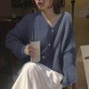 Knitted Cardigan for Women 2025 Autumn and Winter New Style Casual Loose V Neck Lantern Sleeve Knitted Sweater Top Pullover Sweater for Women