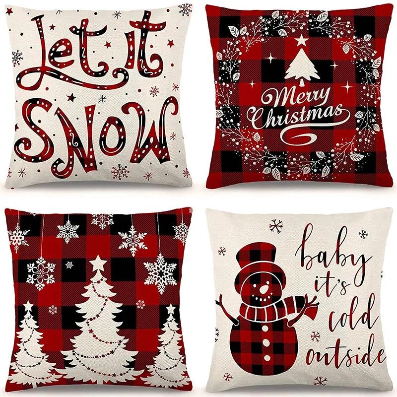 New Christmas Pillow Cover, Deer Snow Festival Decoration, Home Sofa, Living Room Pillow, Cushion Cover