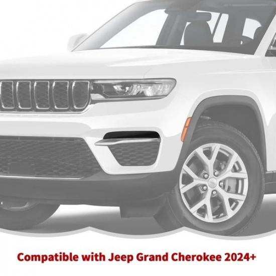 2X Blackened Front Fog Light Lamp Guard Cover Trim for Jeep Grand Cherokee 2024+