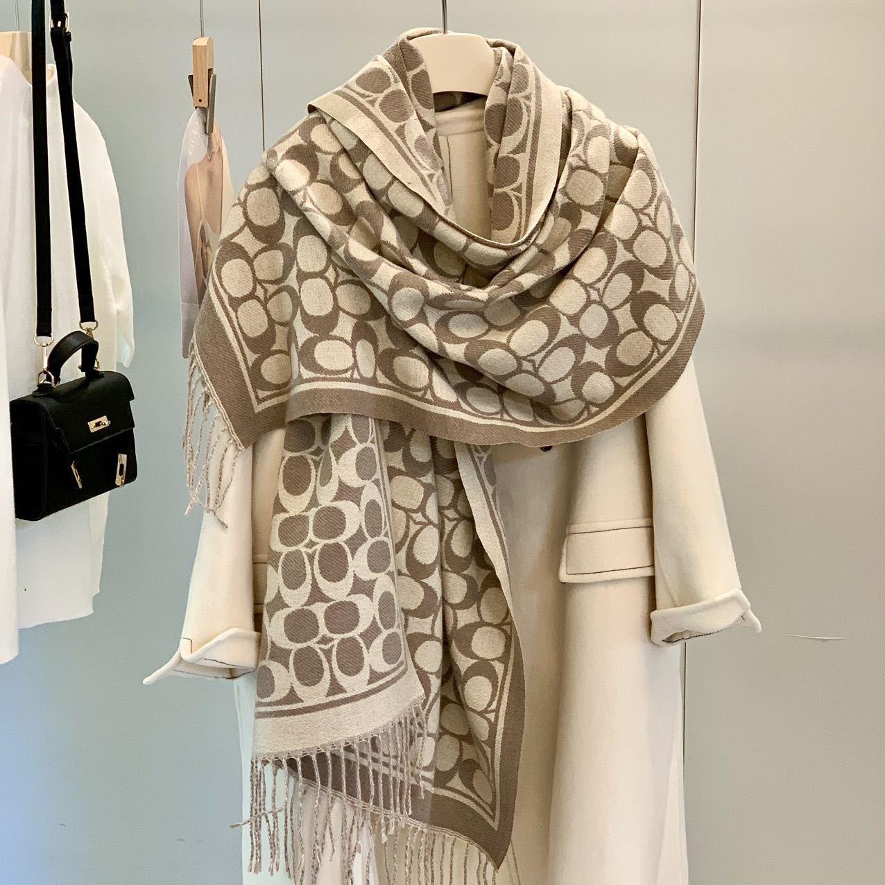 

Women s Double-Sided Thickened Imitation Cashmere Scarf: Versatile, Warm Tassel Shawl for Autumn and Winter хаки