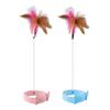 Interactive Cat Collar Toy Teasing Wand with Colorful Natural Feathers and Bell Adjustable Design Self Playing Toy Pet Cat Teaser Wand