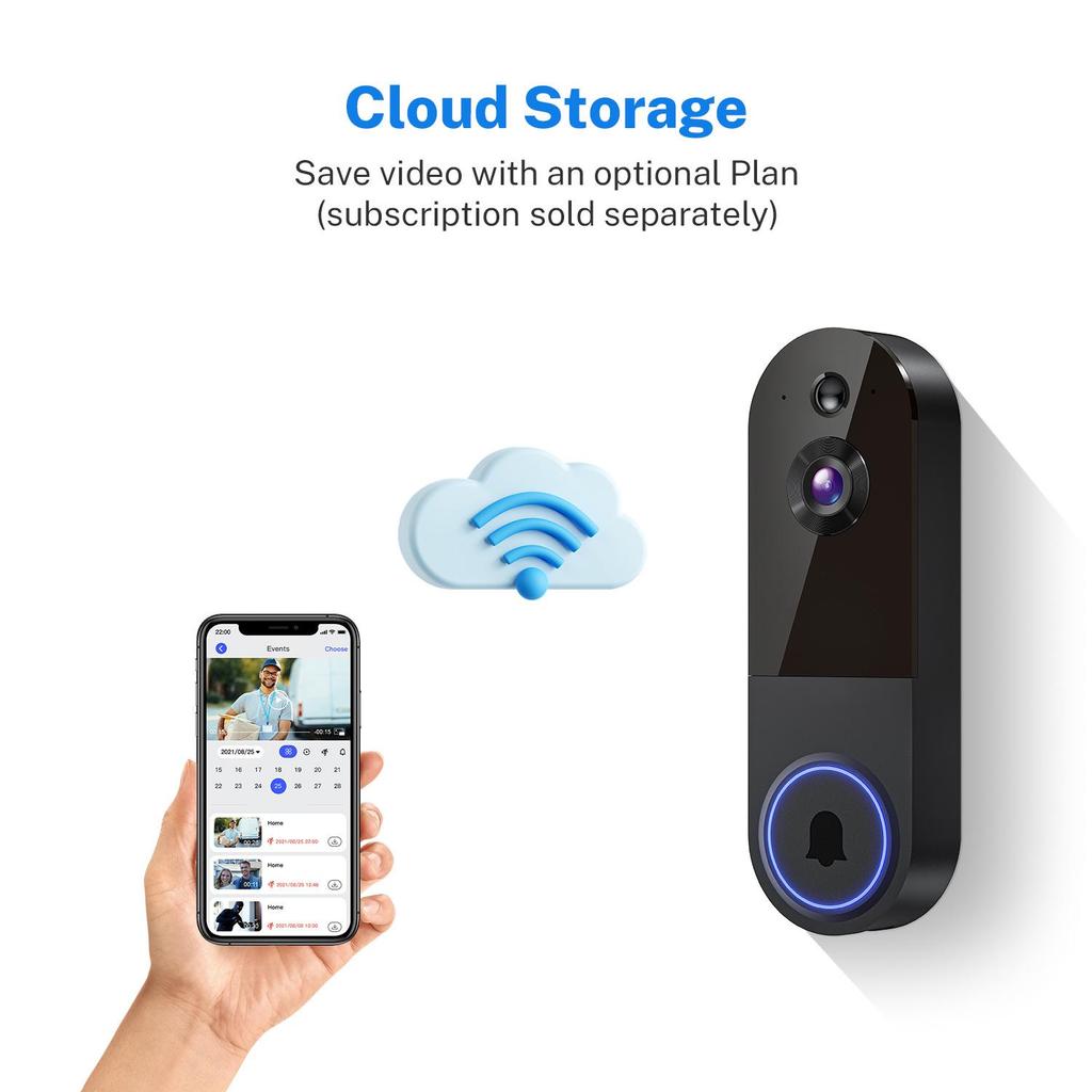Smart Wireless Video Doorbell with Remote Intercom, HD Night Vision, Motion Detection, and Home Monitoring.
