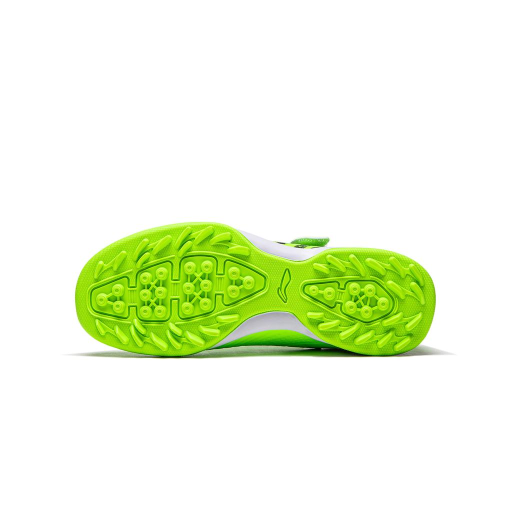 Li Ning Kids Logo Letter Low Top Football Shoes Fluorescent Vanilla Green Kids Football Shoes YKGU008-9
