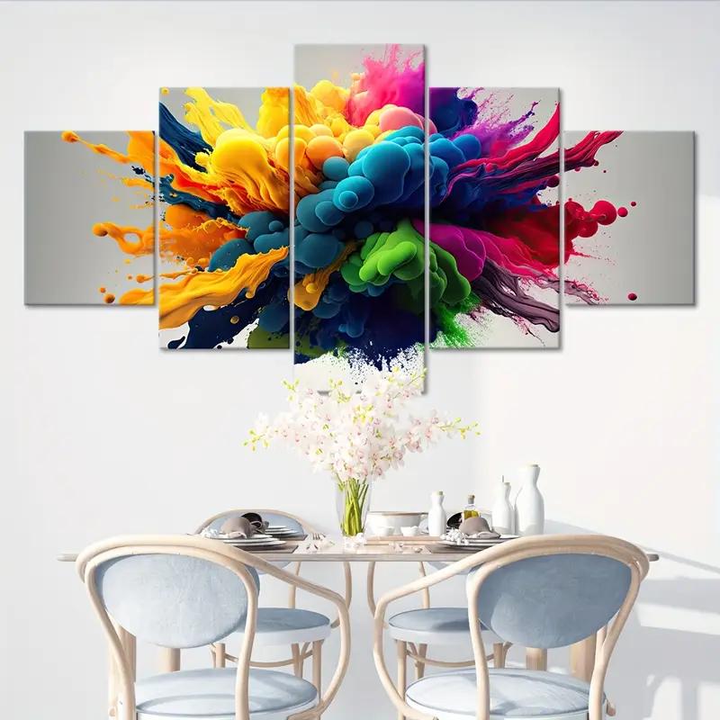 5 Panels Colorful Smoke Posters, Modern Wall Arts, Ideal Decoration For Bedroom, Living Room, Kitchen, Dormitory,No Frame