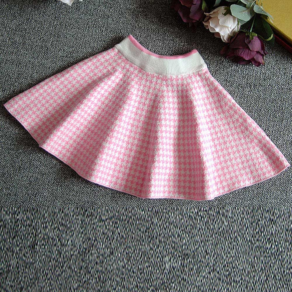 Toddler Kids Baby Girls Outfit Clothes Plaid Knitted Sweater Coat Tops+Skirt Set