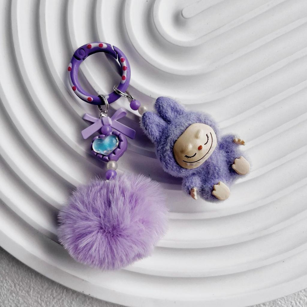 Flocking Mini Keychain Vinyl LABU Cute Grain Baby-free Bag Mobile Phone Pendant Cute Keychain