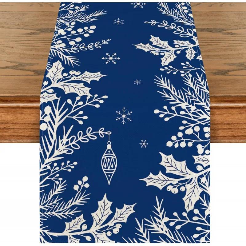 Christmas Table Runner Merry Christmas Decorations for Home 2024 Cristmas Table Flag Cover Navidad Noel Gift New Year Tablecloth