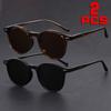 2 Pairs of Neutral Fashion Classic Glasses Essential for Street Pography and Parties