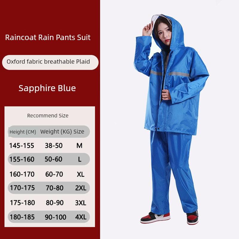 Cycling Rain Poncho Two-Piece Rain Pants Women's Raincoat and Rain Pants Two-Piece Set Plus Size Travel Set New Construction Style One-Piece Rain Suit